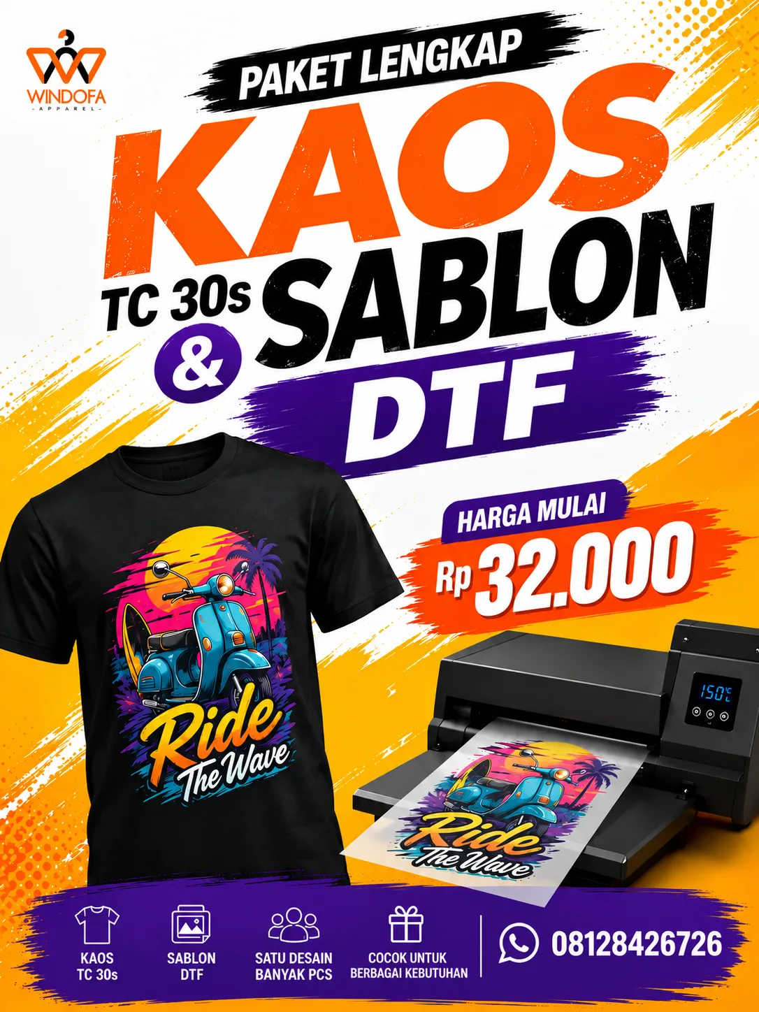 Kaos TC 30s + Sablon DTF