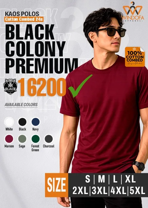 Kaos Polos Lengan Pendek Cotton Combed 24s Black Colony Premium 16200