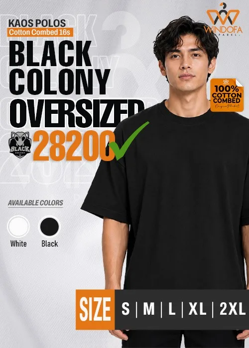 Kaos Polos Lengan Pendek Oversized Cotton Combed 16s Black Colony Premium 28200