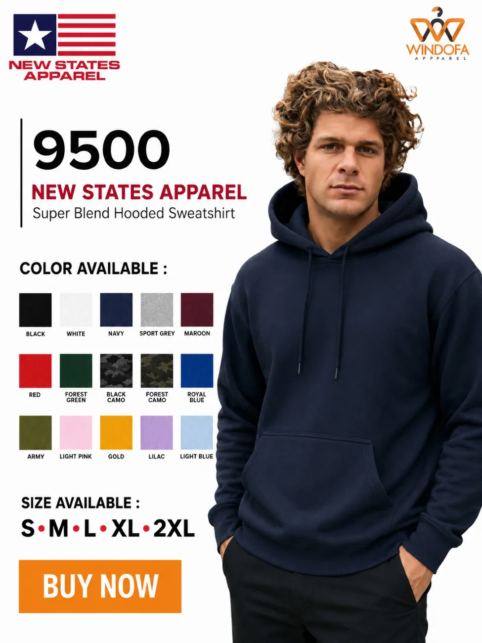 Jacket New States Apparel Super Blend Hooded Sweatshirt 9500
