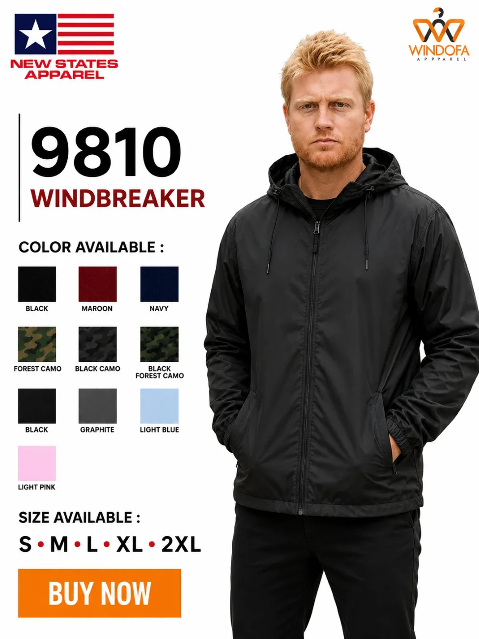Jacket New States Apparel Windbreaker 9810