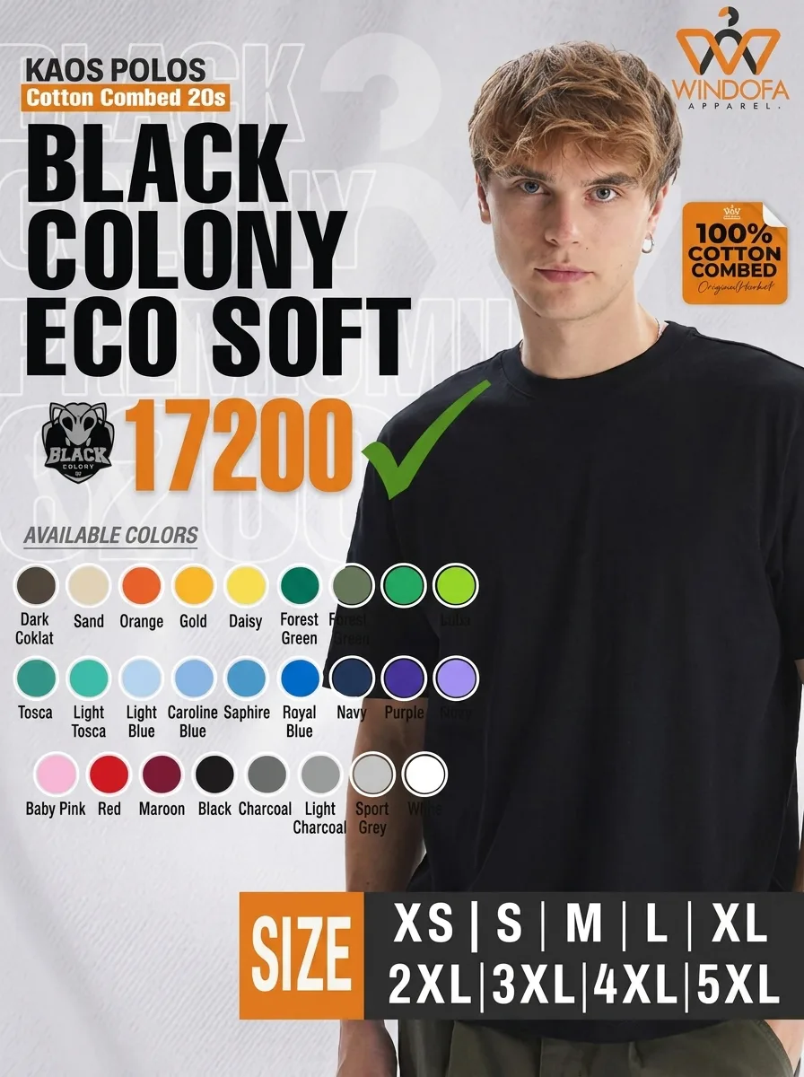 Kaos Polos Lengan Pendek Cotton Combed 20s Black Colony Premium 17200