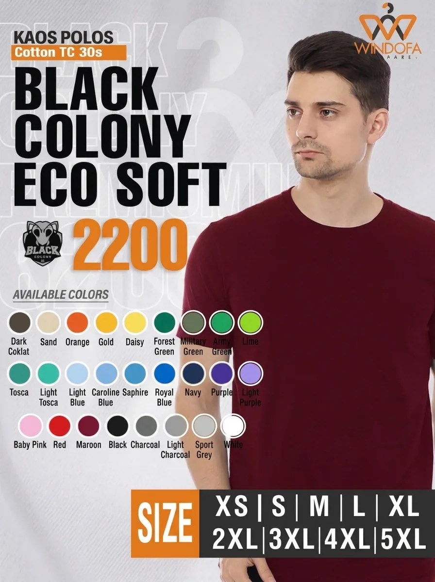 Kaos Polos Lengan Pendek TC 30s Black Colony Ecosoft 2200