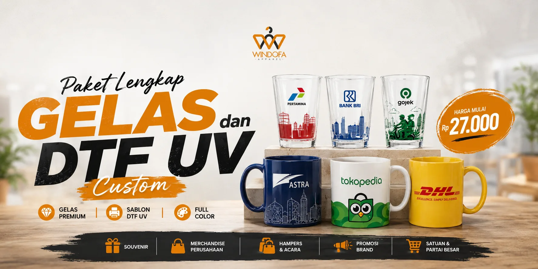 Paket Lengkap Gelas dan Sablon DTF UV Custom