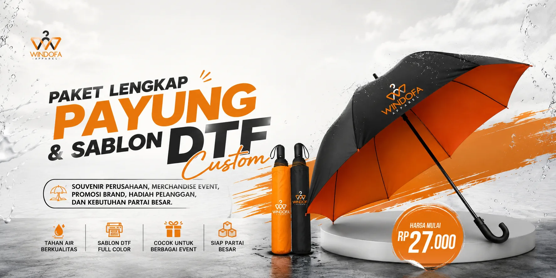 Paket Lengkap Payung dan Sablon DTF Custom