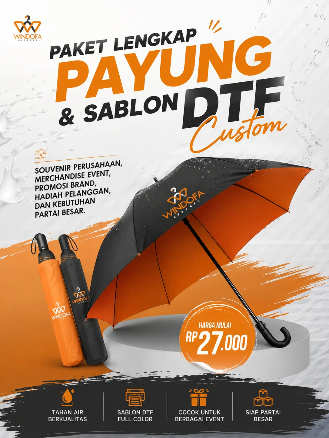 Paket Payung + Sablon DTF