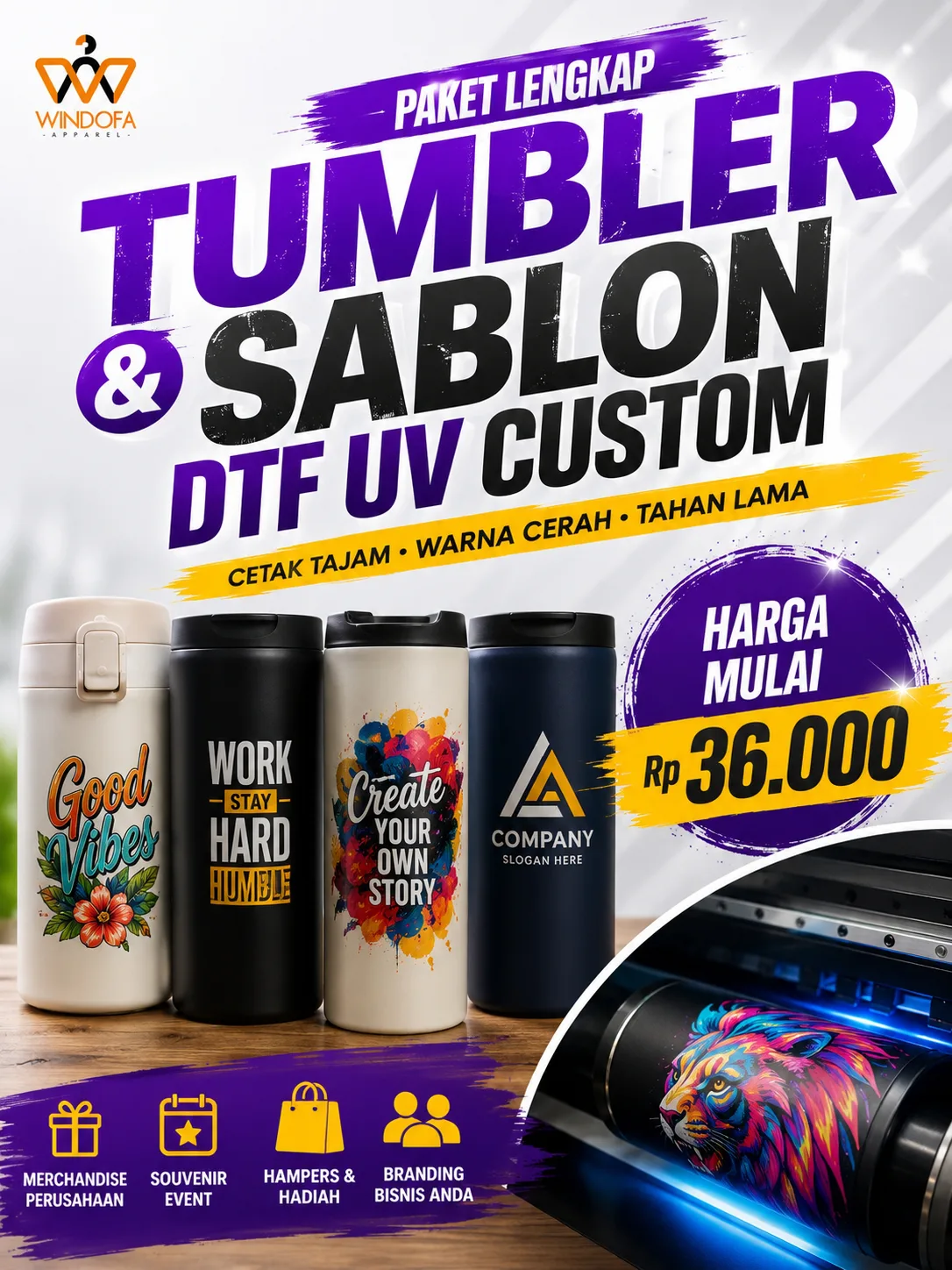 Paket Tumbler + Sablon DTF UV