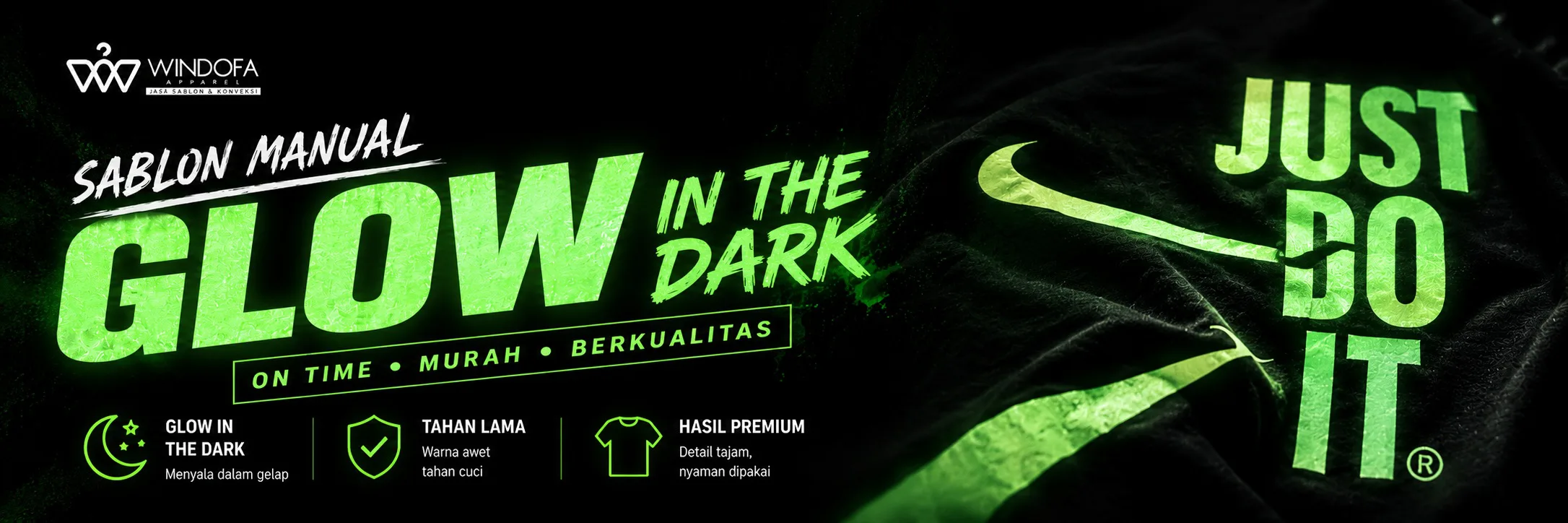 Jasa Sablon Kaos Glow In The Dark