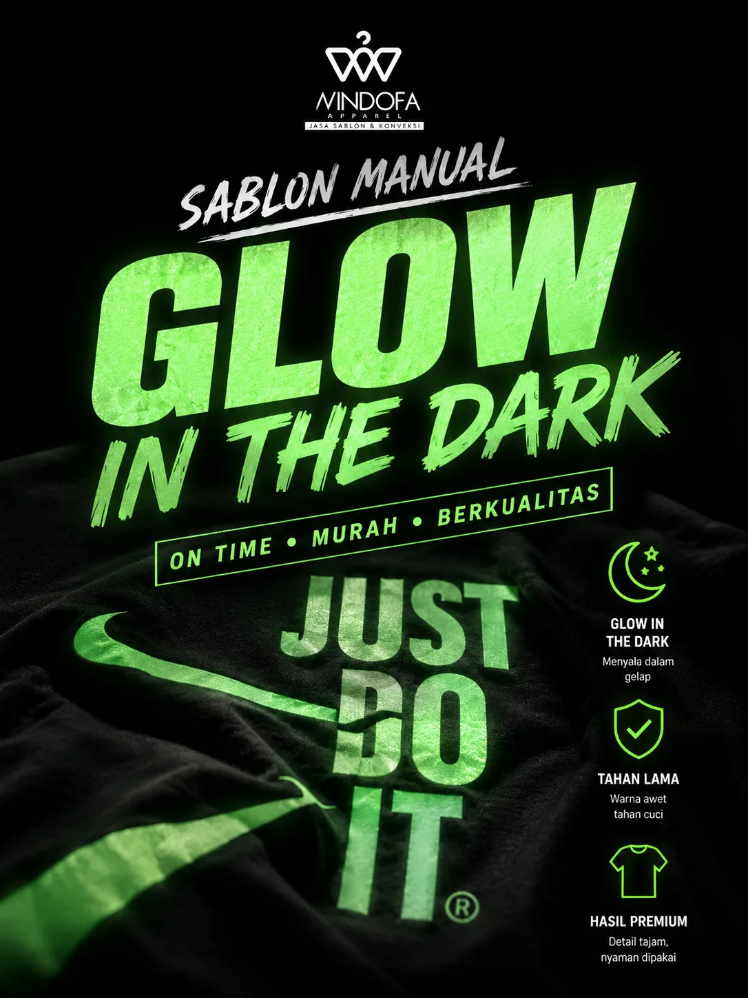 Jasa Sablon Kaos Glow In The Dark